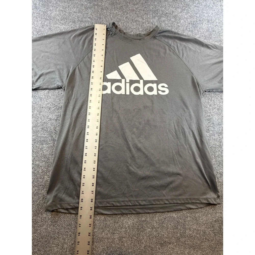 Adidas Climalite Mens XL Gray Short Sleeve Performance Graphic Logo T-Shirt